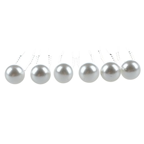 Tixqeaif Tixqeaif (R) 6 Stueck Damen Weisse Perle U-Form Haarnadel von Tixqeaif