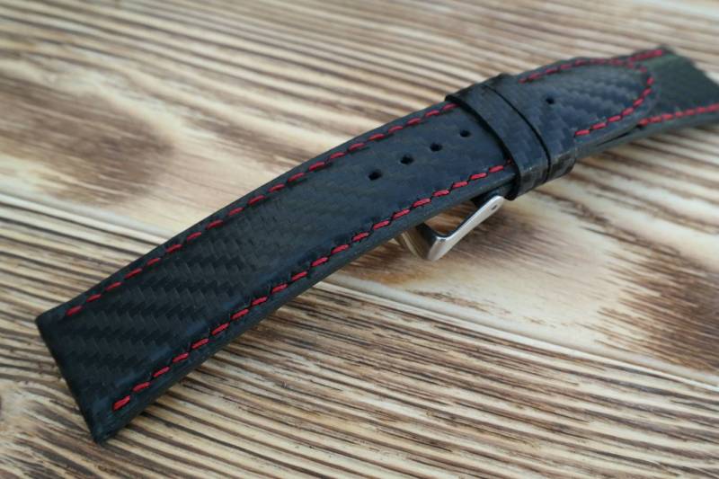 Handgefertigte Uhrenarmband Schwarzes Echtleder von TkachenkoWatchStrap