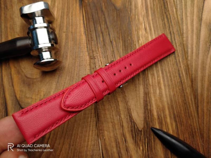 Rot Lederarmband Handgefertigtes Kalbslederband, Sondergröße von TkachenkoWatchStrap