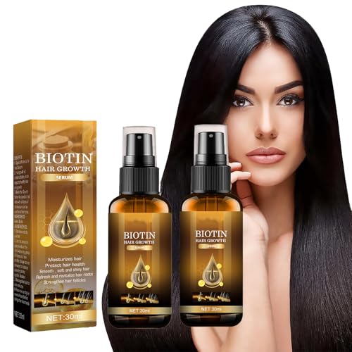 HairTkekruh 2PC Biotin Haarwuchs Serum 30ml, Biotin Haarspray Haarwachstum Spray, Biotin Hair Growth Spray, Beschleunigt Das Haarwachstum Beugt Haarausfall, für Dünnes Kaputtes Trockenes Haar von Tkekruh