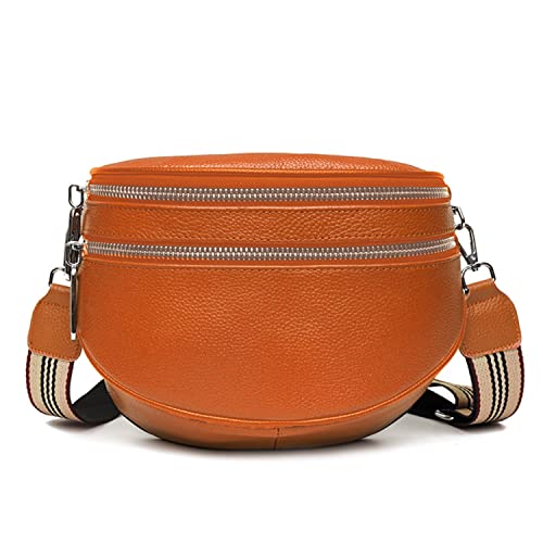 Tkekruh Damen stylisch Crossbody Bag Damen Breiter Gurt Bauchtasche PU-Leder Damen Umhängetasche brusttaschen für frauen leder wasserdicht Umhängetasche Quasten nieten Reisen von Tkekruh