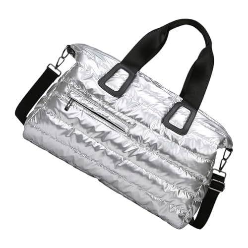 Modischer Turnbeutel mit großem Fassungsvermögen, wasserabweisend, Nass- und Trockentrennung für Reise-Fitness-Enthusiasten, stilvoller Turnbeutel mit geräumigem Hauptfach, silber, Mass Beauty von Tkidplw