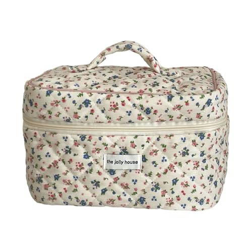 Praktischer Reise-Make-up-Organizer aus Cord mit einzigartigem Blumendesign, viel Platz und reißfest, für den täglichen Gebrauch, Reise-Kulturbeutel, Make-up-Tasche, Mass Beauty von Tkidplw