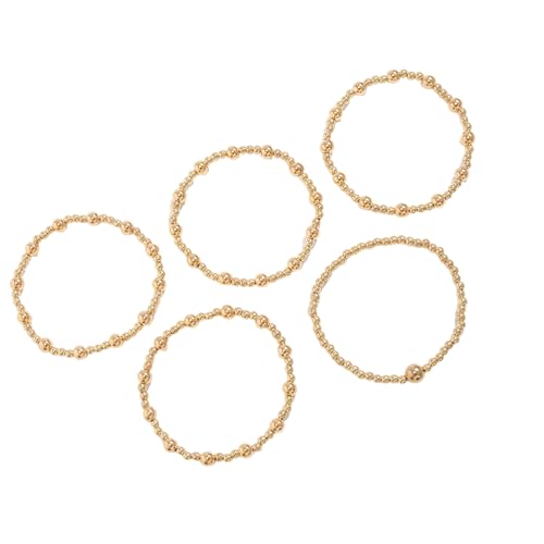 Tkidplw 5 Stück elegante Perlenarmbänder aus Legierung, stapelbar, handgefertigt, lichtbeständig, Schmuck, Damen, hypoallergen, Metall, stapelbar, 5 Stück, Einheitsgröße, Wie beschrieben von Tkidplw