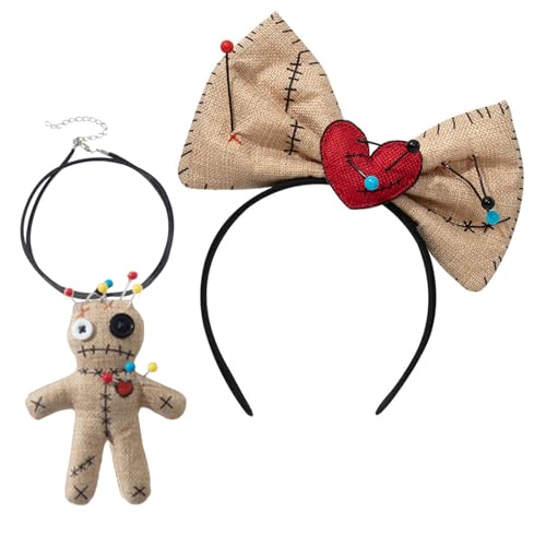 Tkidplw Charm-Halloween-Puppen-Schmuck-Set, flexibler Haarreifen und Anhänger, Halskette, Stofftextur, für Kinder, Frauen, Männer, Halloween-Zubehör Tkidplw Charm-Halloween-Puppen-Schmuck-Set, flexibler Haarreifen und Anhänger, Halskette, Stofftextur, für Kinder, Frauen, Männer, Halloween-Zubehör von Tkidplw