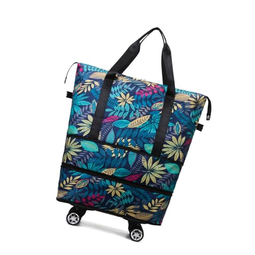 Tkidplw Erweiterbare wasserdichte Spinner-Gepäcktasche mit Doppelfächern für Reisen, Fitnessstudio und Outdoor-Aktivitäten, wasserabweisender Oxford-Stoff-Turnbeutel, blau, Mass Beauty von Tkidplw