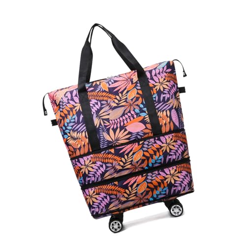 Tkidplw Erweiterbare wasserdichte Spinner-Gepäcktasche mit Doppelfächern für Reisen, Fitnessstudio und Outdoor-Aktivitäten, wasserabweisender Oxford-Stoff-Turnbeutel, violett, Mass Beauty von Tkidplw