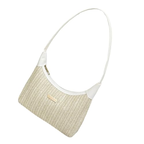 Tkidplw Handtasche Gewebte Unterarmtasche, leichtes Design, Schultertaschen, funktionale Aufbewahrung, Handtasche für wesentliche Multi-Fächer, geflochtene Umhängetasche, weiß, One Size von Tkidplw