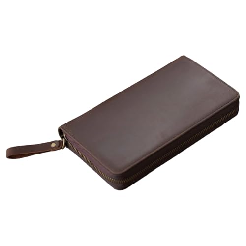 Tkidplw Notebook-Ledereinband mit elastischem Stiftschlitz für 18 x 8 cm große Notizblöcke, handgefertigte Hülle für Notebooks, Kaffeebraun von Tkidplw