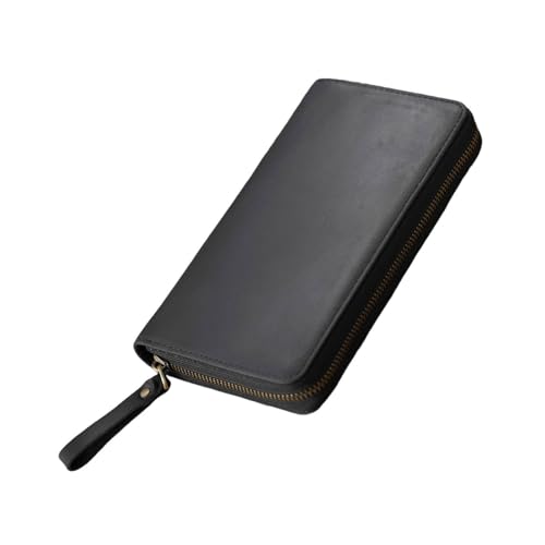 Tkidplw Notebook-Ledereinband mit elastischem Stiftschlitz für 18 x 8 cm große Notizblöcke, handgefertigte Hülle für Notebooks, Schwarz von Tkidplw