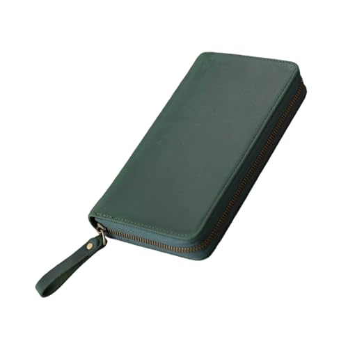 Tkidplw Notebook-Ledereinband mit elastischem Stiftschlitz für 18 x 8 cm große Notizblöcke, handgefertigte Hülle für Notebooks, dunkelgrün von Tkidplw