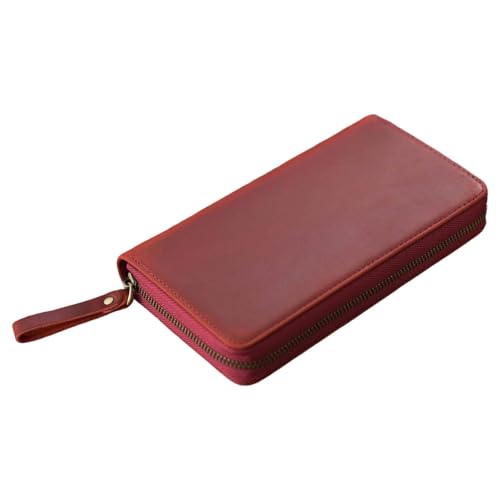 Tkidplw Notebook-Ledereinband mit elastischem Stiftschlitz für 18 x 8 cm große Notizblöcke, handgefertigte Hülle für Notebooks, weinrot von Tkidplw