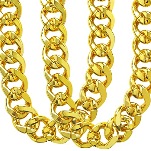 Tkocisa 2 Stück Faux Gold Kette für Männer Rapper Goldkette Halskette 80er 90er Jahre Punk Stil Big Chunky Hip Hop Fake Gold Kostüm Halskette 80.0 cm 89.9 cm Groß von Tkocisa