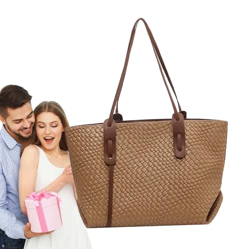 Tktouci Geflochtene Taschen - Leder Handtasche,Groß Leicht Falbar Für Urlaub Einkaufen Arbeit Und Freizeit von Tktouci