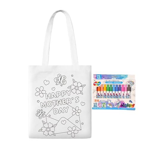 Tktouci Leinwand Malbeutel - Süßigkeiten Beutel | Muttertag Kunsthandwerk mit Malstiften für Kinder ab 3 Jahren Kindergarten Zuhause Outdoor Reise von Tktouci