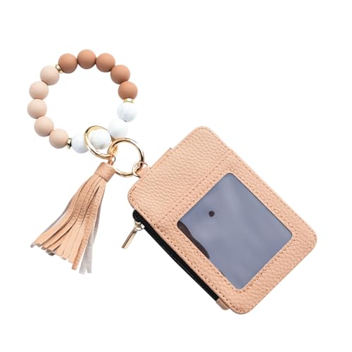 Tktouci Schlüsselanhänger Armband Geldbörse | Armbandtasche mit perlenbesetzter Quaste | Kartenetui für Damen - Party Verabredung Geburtstag Feiertag Urlaub Einkaufen Reisen von Tktouci