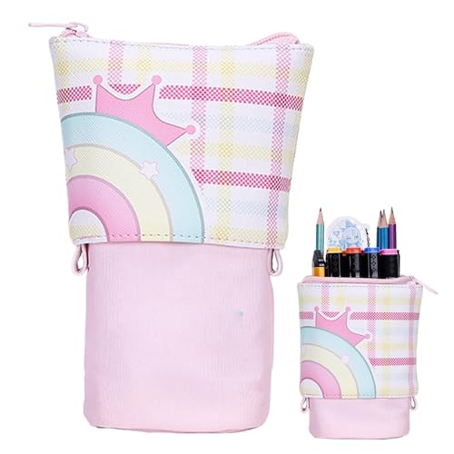 Tktouci Teleskopstasche, Standbleistiftbeutel - Regenbogen -Stifthalter Schreibwarenfall | Großkapazität stapellierender Organisator, wasserdichter Halter für Radiergummi -Make -up -Bürsten von Tktouci