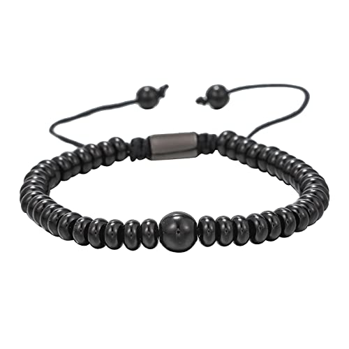 Gifts for Men Armband Big Bead True Black Turmalin Yoga Wurzel Armband Natürlicher Edelstein Gewebtes Perlenarmband Armbänder Damen Armbänder, Schwarz , Einheitsgröße von Tkukkwr