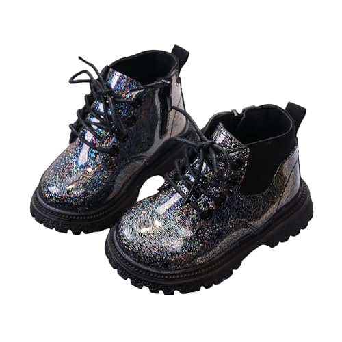Mädchen Warme Winterstiefel Mädchen Glitzer Schneestiefel PU Leder Outdoor Wasserdicht Schnüren Thermo Kinderschuhe Kaltes Wetter Winterschuhe mit Kunstfell Gefüttert Rutschfeste Schuhe für von Tkukkwr