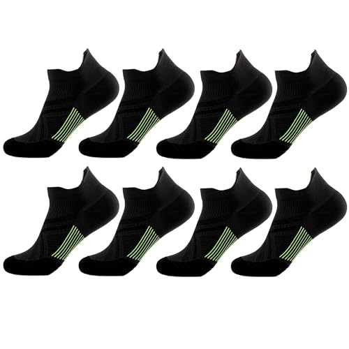 Tlynsnil Sneaker Socken Herren Damen 8 Paar, Sportsocken Atmungsaktive Laufsocken, Baumwolle Gepolsterte Kurze Halbsocken von Tlynsnil