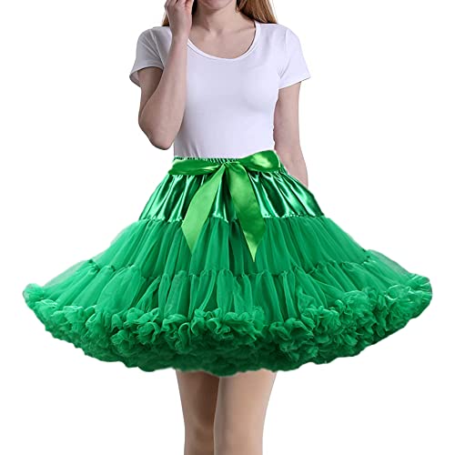 Tmade Damen Tüll Petticoat Tutu Party Mehrschichtiger Puffy Cosplay Rock, Grün, Länge 40 cm, Taille 56-100 cm von Tmade