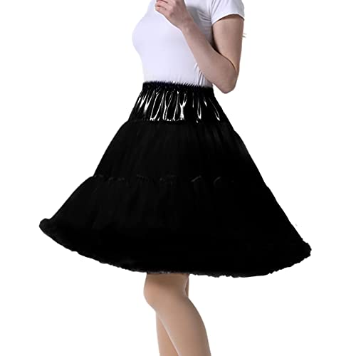 Tmade Damen Tüll Petticoat Tutu Party Mehrschichtiger Puffy Cosplay Rock, Verlängert Schwarz Plus, Länge 55 cm, Taille 56-100 cm von Tmade