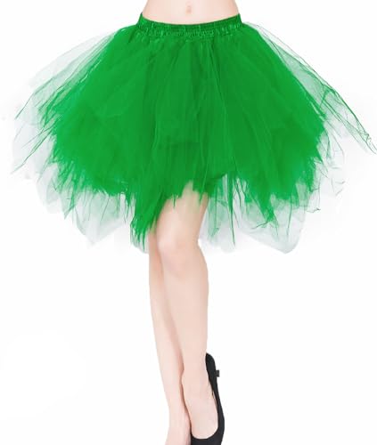 Tmade Damen Tüllrock, 50er Jahre Rockabilly Petticoat, Damen Tutu Petticoat, kurzes Ballettanzkleid, Ballkleid Abendkleid, Puffiger Cosplay-Rock, Grün(L) von Tmade