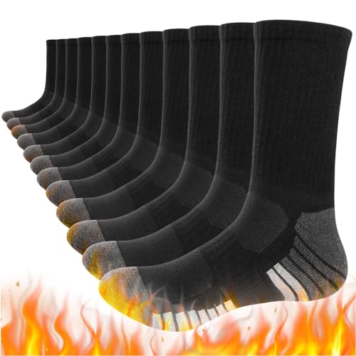 Tmani Thermosocken Herren Damen Socken 39-42 43-46 Warme Wintersocken Atmungsaktive Feuchtigkeitsableitende Gepolstert (DE/NL/SE/PL, Numerisch, 43, 46, Regular, Regular, Schwarz - 6 Paar) von Tmani