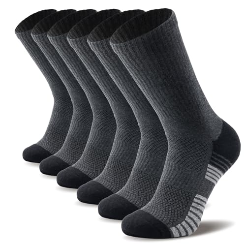Tmani Herren Damen Dicke Socken Thermosocken 39-42 43-46 Warme Wintersocken Atmungsaktive Feuchtigkeitsableitende Gepolstert (DE/NL/SE/PL, Numerisch, 39, 42, Regular, Regular, Dunkelgrau- 6 Paar) von Tmani