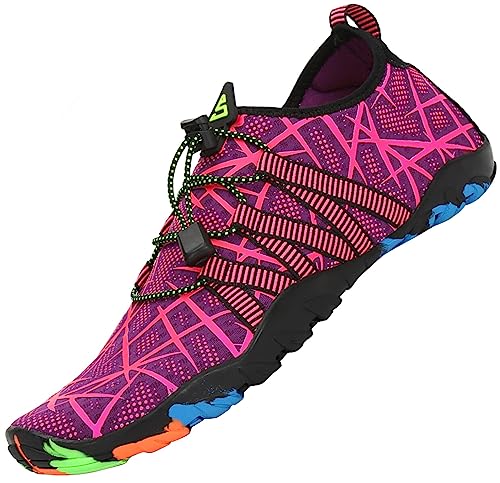 SAGUARO Badeschuhe Damen Wasserschuhe Schwimmschuhe Aquaschuhe Surfschuhe Barfuß Strandschuhe Wassersport Schuhe,Stil 2:Rosa 38 EU von SAGUARO