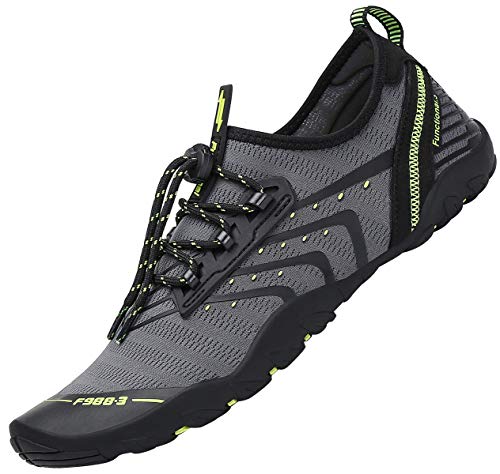 SAGUARO Badeschuhe Herren Wasserschuhe Damen Barfuss Schuhe Sport Schwimmschuhe Barfußschuhe Gegen Seeigel Aquaschuhe rutschfest Strandschuhe Leicht Neoprenschuhe Barfussschuhe Neu 1-Grau, Gr.38 von SAGUARO