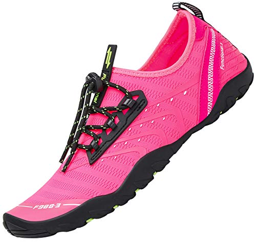 SAGUARO Badeschuhe Herren Wasserschuhe Damen Barfuss Schuhe Sport Schwimmschuhe Barfußschuhe Gegen Seeigel Aquaschuhe rutschfest Strandschuhe Leicht Neoprenschuhe Barfussschuhe Neu 1-Pink, Gr.40 von SAGUARO