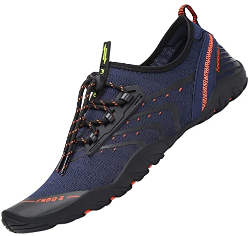 SAGUARO Badeschuhe Herren Wasserschuhe Damen Barfuss Schuhe Sport Schwimmschuhe Barfußschuhe Gegen Seeigel Aquaschuhe Rutschfest Strandschuhe Leicht Neoprenschuhe Barfussschuhe Neu 1-Dunkelblau, Gr.42 von SAGUARO