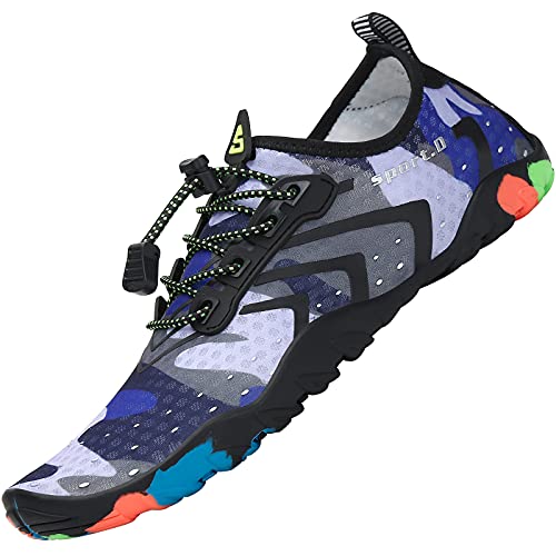 SAGUARO Badeschuhe Herren Wasserschuhe Damen Barfuss Schuhe Sport Schwimmschuhe Barfußschuhe Gegen Seeigel Aquaschuhe rutschfest Strandschuhe Leicht Neoprenschuhe Barfussschuhe Tarnung Lila, Gr.40 von SAGUARO