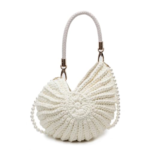 Damen Stilvolle Handtasche Perlen Gurt Crossbody Body Fashion Umhängetasche Handgewebtes Messenger Einkaufsdating Frauen Handgewebtes Schulter Crossbody Pearls Gurt Messenger von Tmboryuu