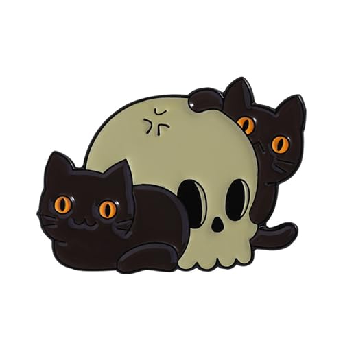 Edgy Black Cats Schädel Brosche Mit Gotischer Charme Edgy Cats Rucksack Pin Schmuck Für Tägliche Outfit Verbesserung Gothic Animal Jewelry Accessoire von Tmboryuu