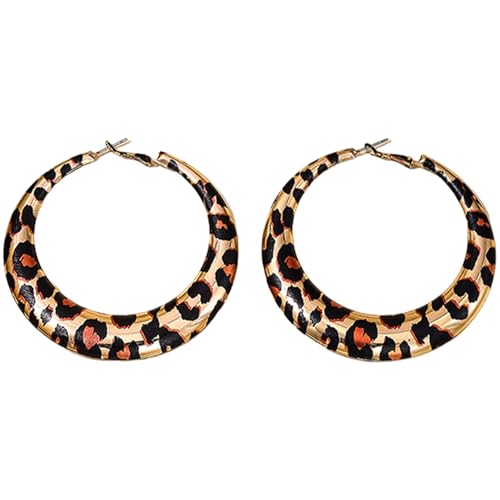 Elegante Geometrische Leoparden Bolzen Schmuck Elegante Legierung Rundenden Ohrringe Mit Leoparden Muster Für Mode Stürmer Lady Geometrische Kreisförmige Stollen von Tmboryuu