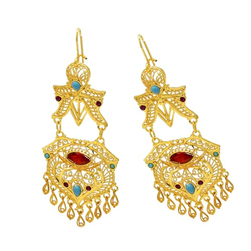 Eleganter Trend Indianer Jhumka Ohrringe Gold Plattiert Geometrische Dangelschmuckzubehör Für Trendige Frauen Stilvolle Outfits Engagement Ohrringe von Tmboryuu
