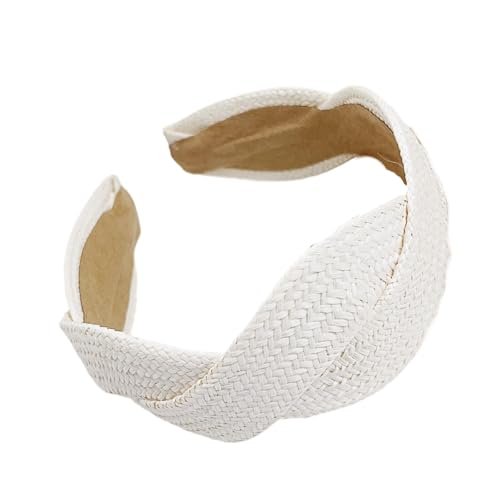 Geflochtenes Breites Strohhaarband Weich Bequemes Stirnband Stilvoller Fester Ton Perfekt Für Alltägliche Verschleißpartys Urlaub Feste Kopfbedeckung von Tmboryuu