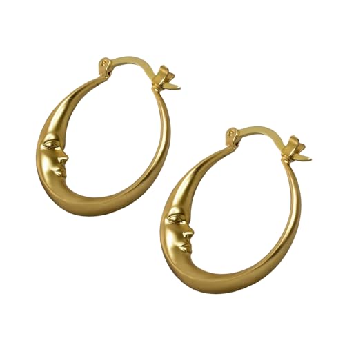 Gothic Moonohrring Einzigartige Big Elliptical Ohrschstene Halloween Themen Ohrenstau Gold/Silber Farbe Ornamente Moon Form Ohrenbauer von Tmboryuu