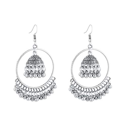 Jhumka Ethnische Indische Baumelnde Ohrringe Trendy Bells Quasten Anhänger Drop Ohrringe Schmuckdekoration Für Partys Festival Mädchen Silber Silber von Tmboryuu
