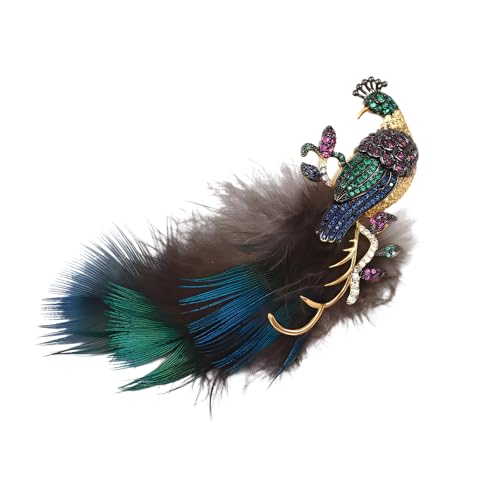 Kreative Goldene Zirkon Pfauenbrosche Mit Realistischer Gefiederter Tieranlagenstift Für Stilvolle Outfit Accessoires Pfauen Federbrosche von Tmboryuu
