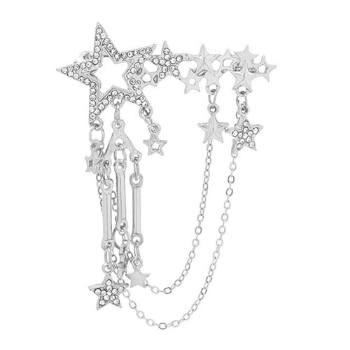 Legierte Metall Statement Brosche Mit Geometrischer Sternform Und Detaillierte Fransenverzerrung Tägliche Verwendung Legierungsstift Mit Kettendetails von Tmboryuu