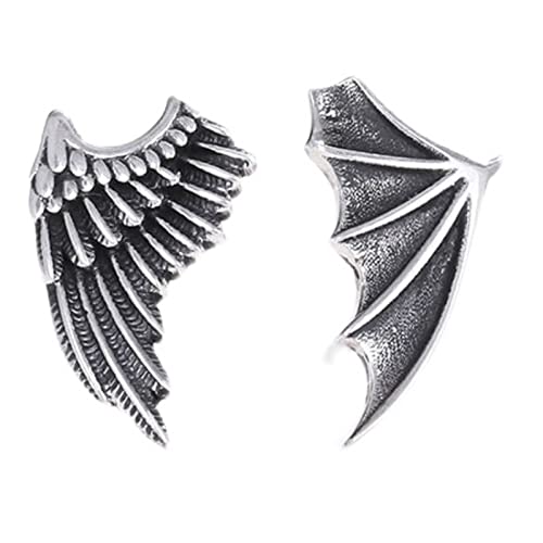 Retro Angel Dämon Flügel Ohrringe On Ear Für Frauen Mädchen High Polished Gestüt Statut Juwely Geschenk Asymmetrische Henftöne Ohrringe von Tmboryuu