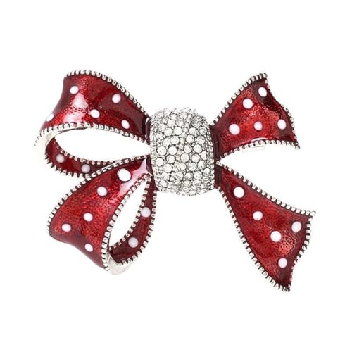 Rote Strasssteine Bogenknoten Form Der Brosche Pin Handgefertigte Legierung Accessoire Eleganter Schmuck Für Frauen Dressaccessoires Frauen Bowknot Strücksteine Schmuck von Tmboryuu