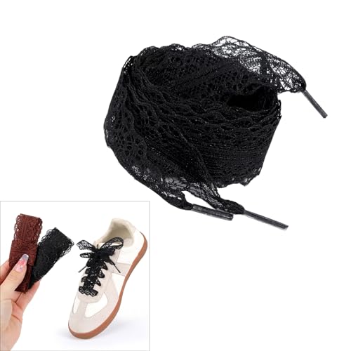Tmboryuu 1 Paar Stilvolle Spitzenschnupfen Für Frauen Und Mädchen Freizeitschuhe Sneaker 3 Cm Breit Flach Design Feste Farbspitzen Schuhlohn Flacher Schnürsenkel Für Turnschuhe von Tmboryuu