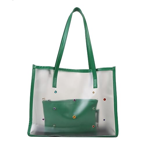 Tmboryuu 2pcs/Set Transparente PVC Umhängetasche Für Frauenhandtasche Strandpendeln Und Einkaufsdaten Klare Reisetaschen von Tmboryuu