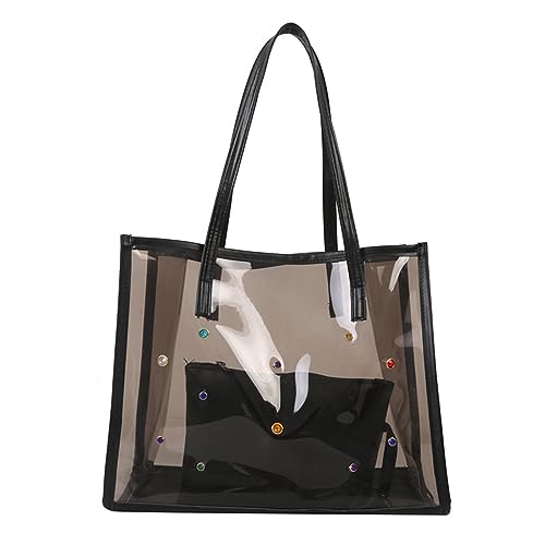 Tmboryuu 2pcs/Set Transparente PVC Umhängetasche Für Frauenhandtasche Strandpendeln Und Einkaufsdaten Klare Reisetaschen von Tmboryuu