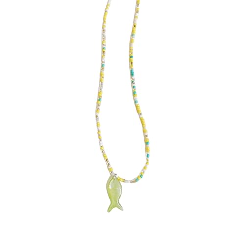 Tmboryuu Antike Inspirierte Perlen Halskette Mit Muschelfischanhänger Einstellbare Länge Schlüsselbeinkette Handgemachtes Geschenk Für Ihre Leichte Perlenkette Halskette von Tmboryuu