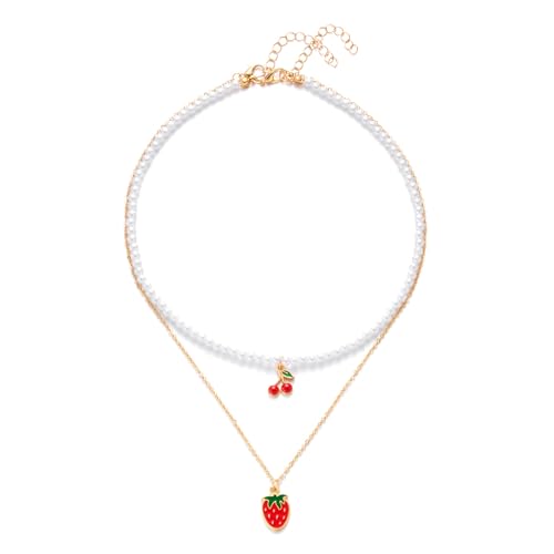 Tmboryuu Auffällige Erdbeer Perlen Halskette Set Süßes Ästhetisches Armband Ideal Für Mode Enthusiasten Und Studenten Modeschmuck Für Frauen von Tmboryuu